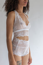 Bralette with Double Triangle Racerback in Sheer Floral White Lace