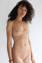 Low Rise Lace Brief in Sheer Fern Print Light Brown Terracotta Color