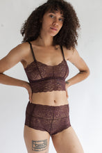 Lace Boy Short in Low Rise or High Rise Cut in Sheer Burnt Umber Color