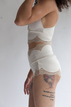 Lace Boy Short in Low Rise or High Rise Cut in two tone colorway (charcoal, lavender cream or white)