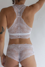 Bralette with Double Triangle Racerback in Sheer Abstract White Lace
