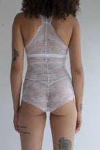 Bralette with Double Triangle Racerback in Sheer Abstract White Lace