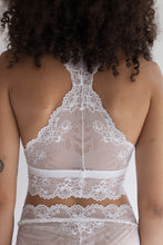 Bralette with Double Triangle Racerback in Sheer Floral White Lace